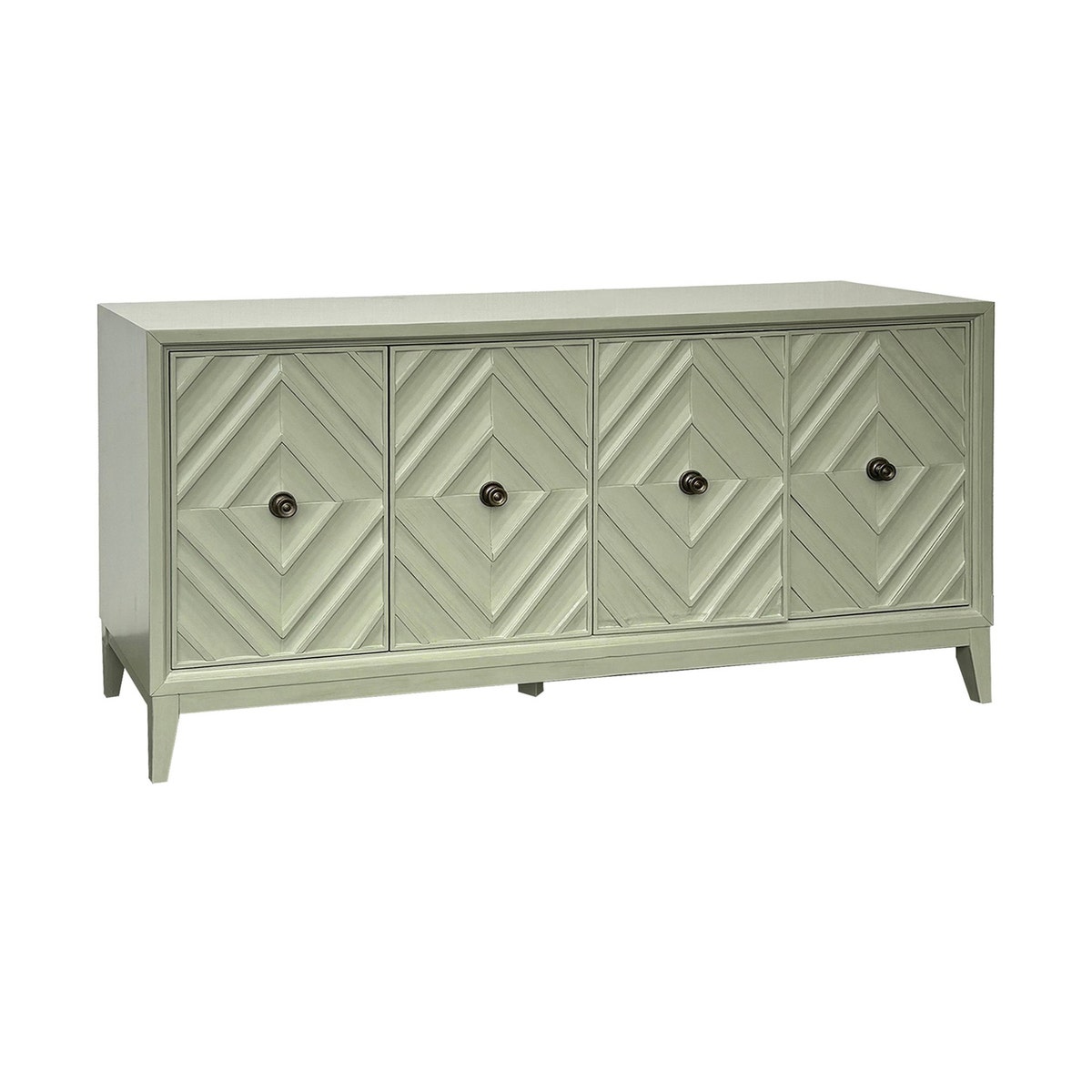 Crestview CVFVR8568 Oliver 4 Door Media Credenza Sideboard, Green
