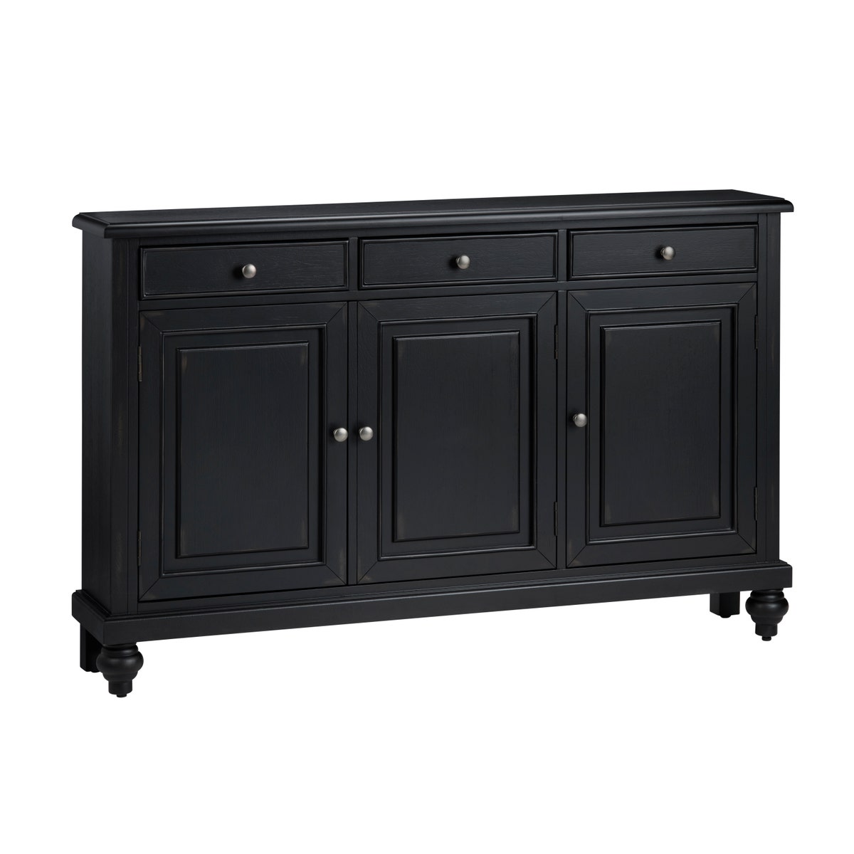 Crestview CVFVR8512 Aldridge 3 Door, 3 Drawer Sideboard Credenza, Black