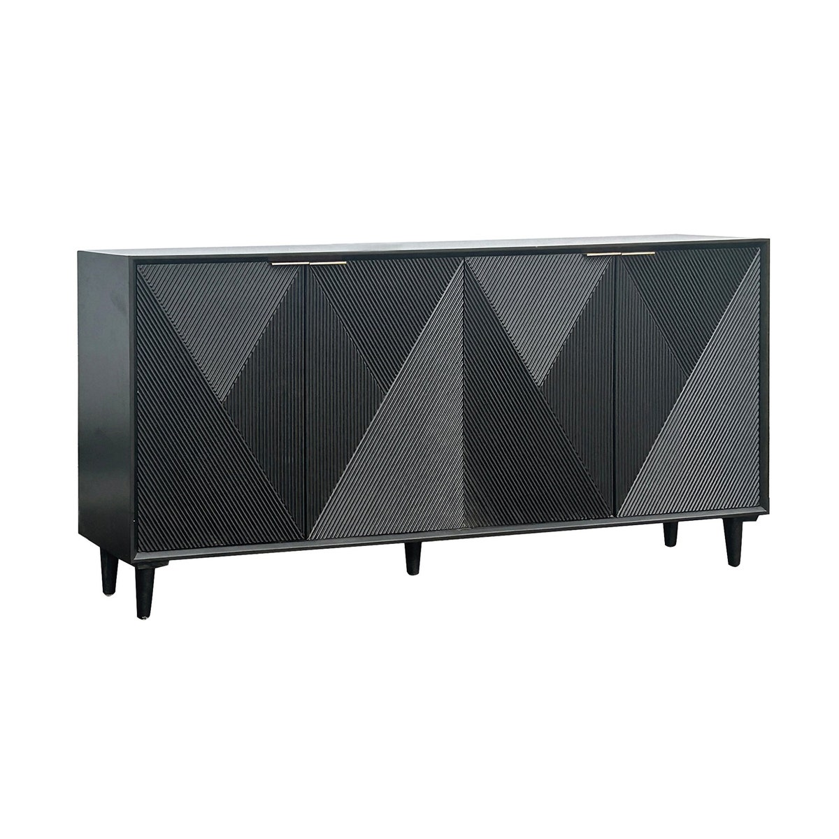 Crestview CVFVR8565 Arvada 4 Door Media Credenza Sideboard, Black