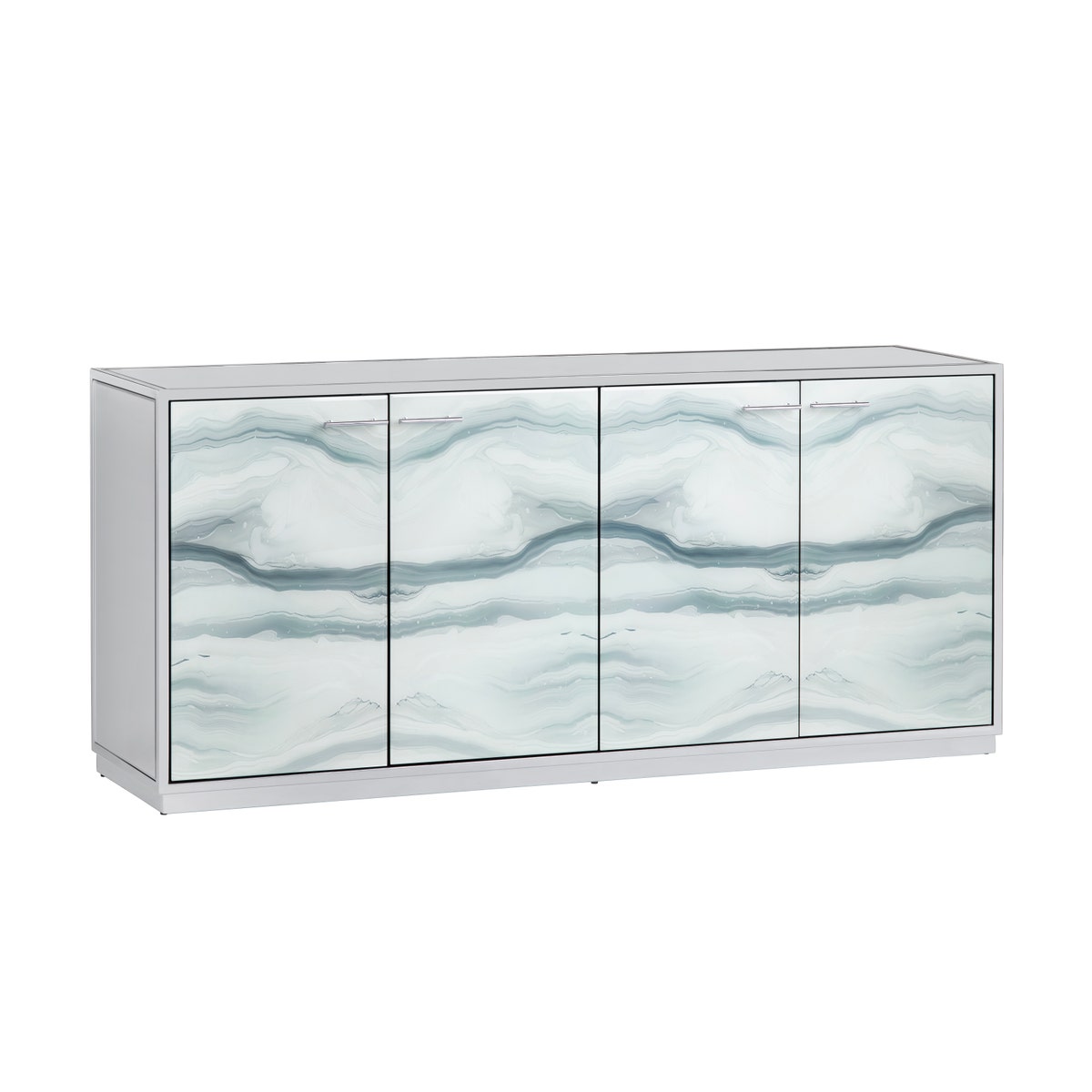 Crestview CVFZR6170 Denali 4 Door Media Credenza Sideboard, Blue