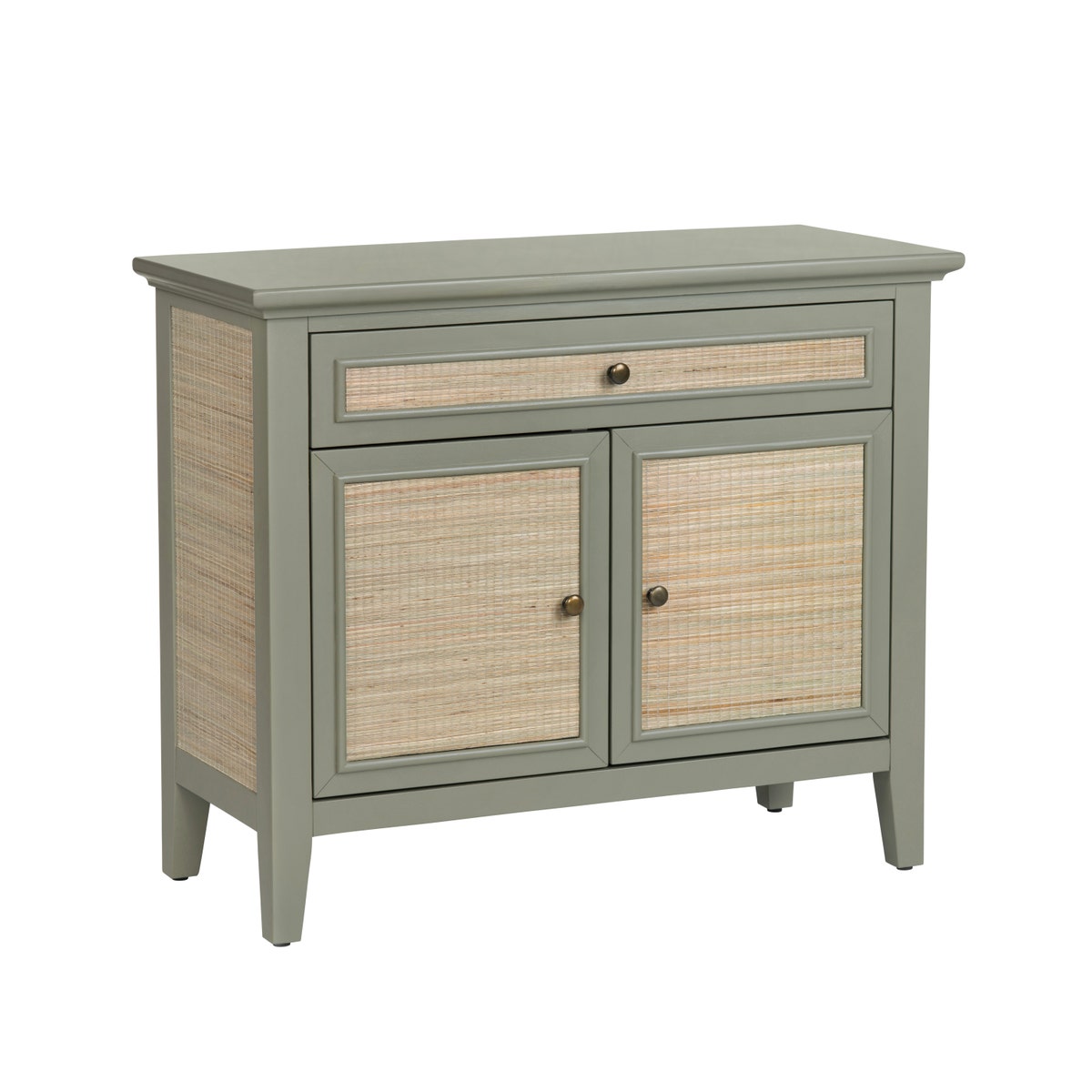 Crestview CVFDR1321 Solace 2-Door, 1-Drawer Accent Cabinet, Green & Tan
