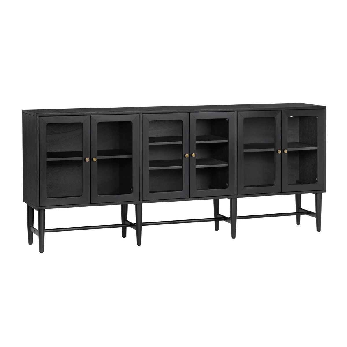 Crestview CVFDR1339 Linsey 6 Door Media Credenza Sideboard, Black