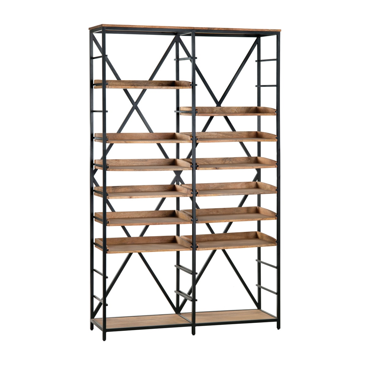 Crestview CVFNR4602 Thomas Road Double Etagere, Natural & Black