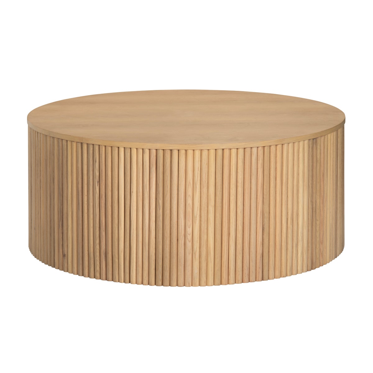 Crestview CVFNR4850 40 in. Round Fluted Cocktail Coffee Table, Natural
