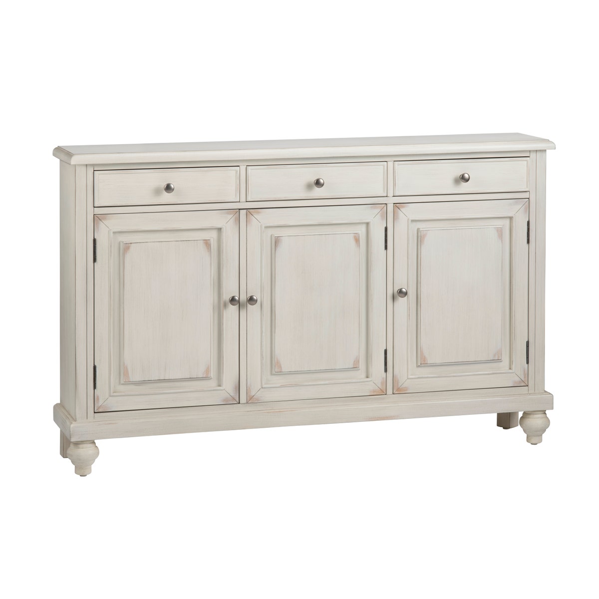 Crestview CVFVR8511 Perry 3 Door, 3 Drawer Sideboard Credenza, White