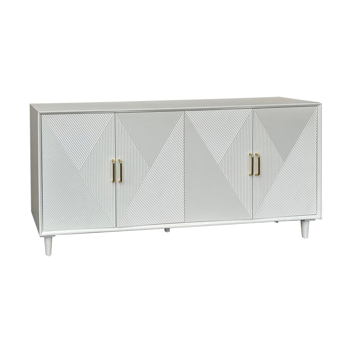 Crestview CVFVR8573 Arvada 4 Door Media Credenza Sideboard, White
