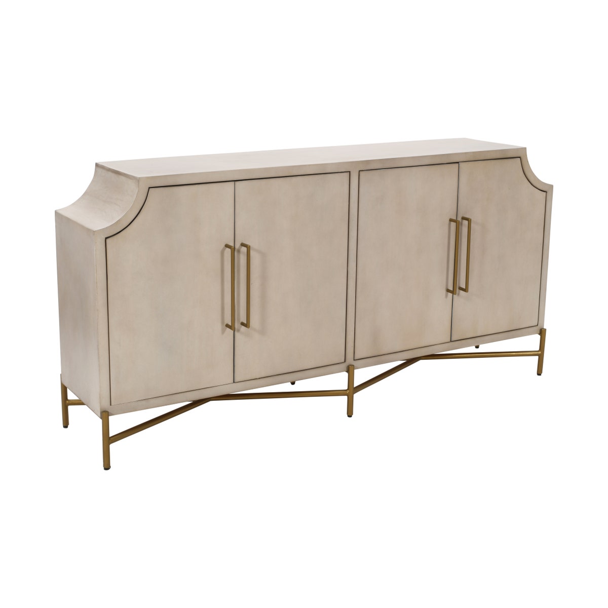 Crestview CVFNR4819 Capital Four-Door Sideboard, Gold & White