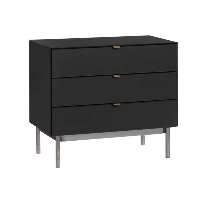 Crestview CVFZR6195 3 Drawer Black Accent Chest, Black