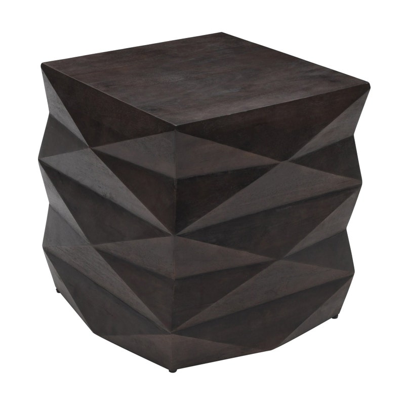 Crestview CVFNR5228 Square Solid Wood Accent End Table, Brown