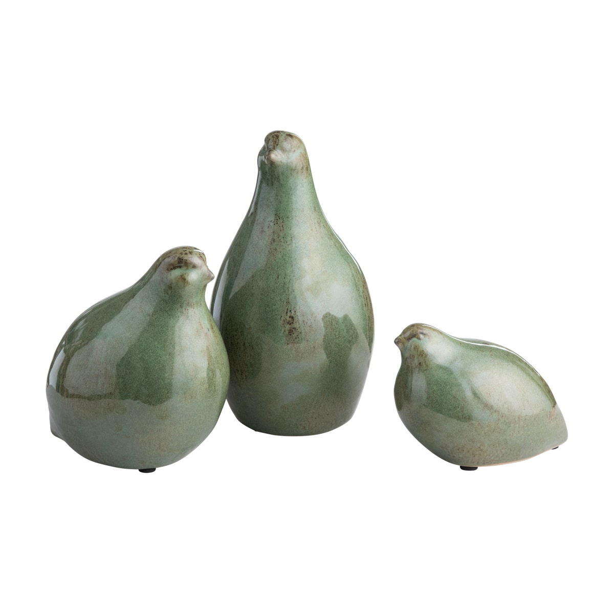 Crestview CVDZEP035A Ceramic Partridge Statues, Green - 3 Piece