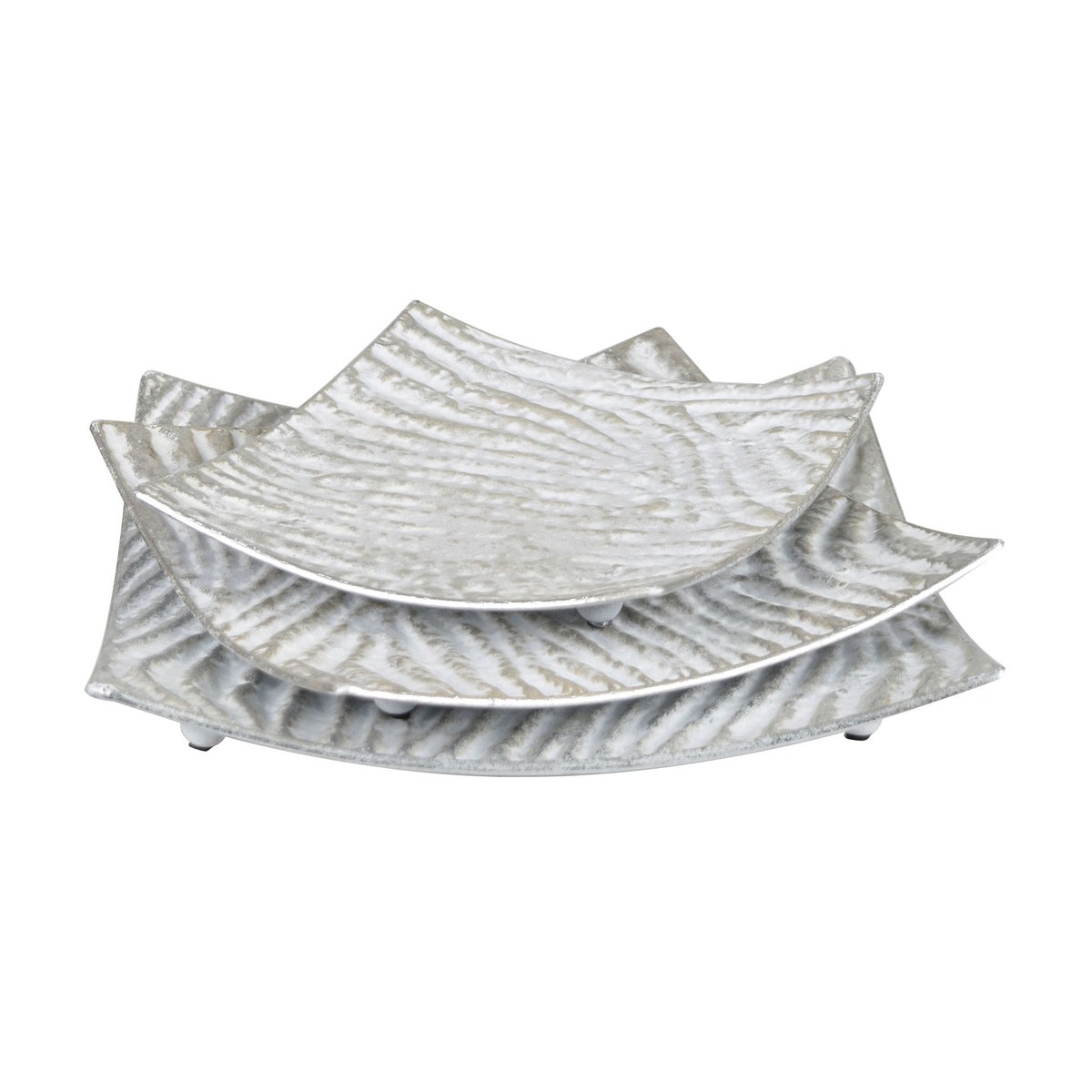 Crestview CVDZEP071 Square Metal Tray Decor, Silver - 3 Piece