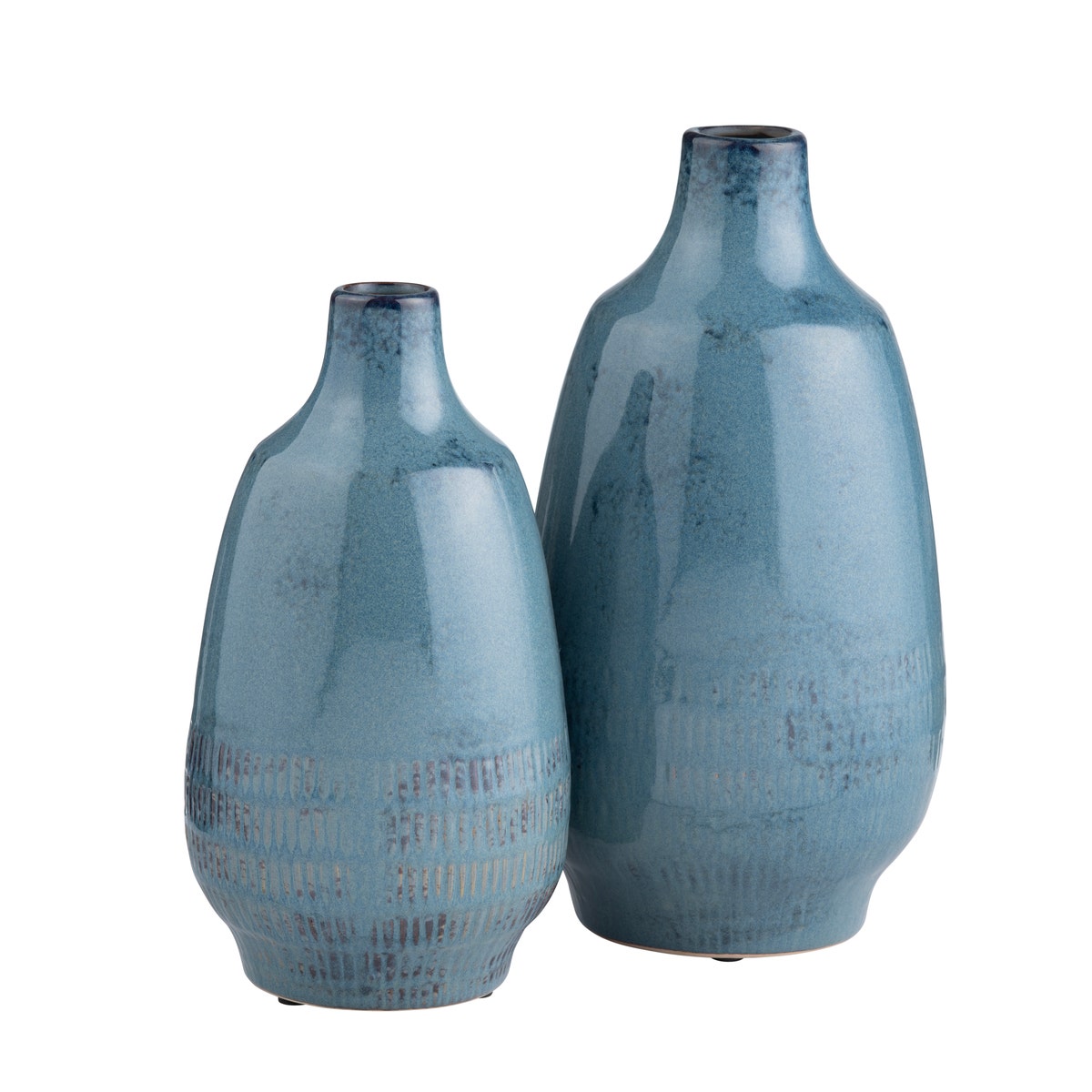 Crestview CVVZSA031B Ceramic Arden Vases, Blue Green - 2 Piece