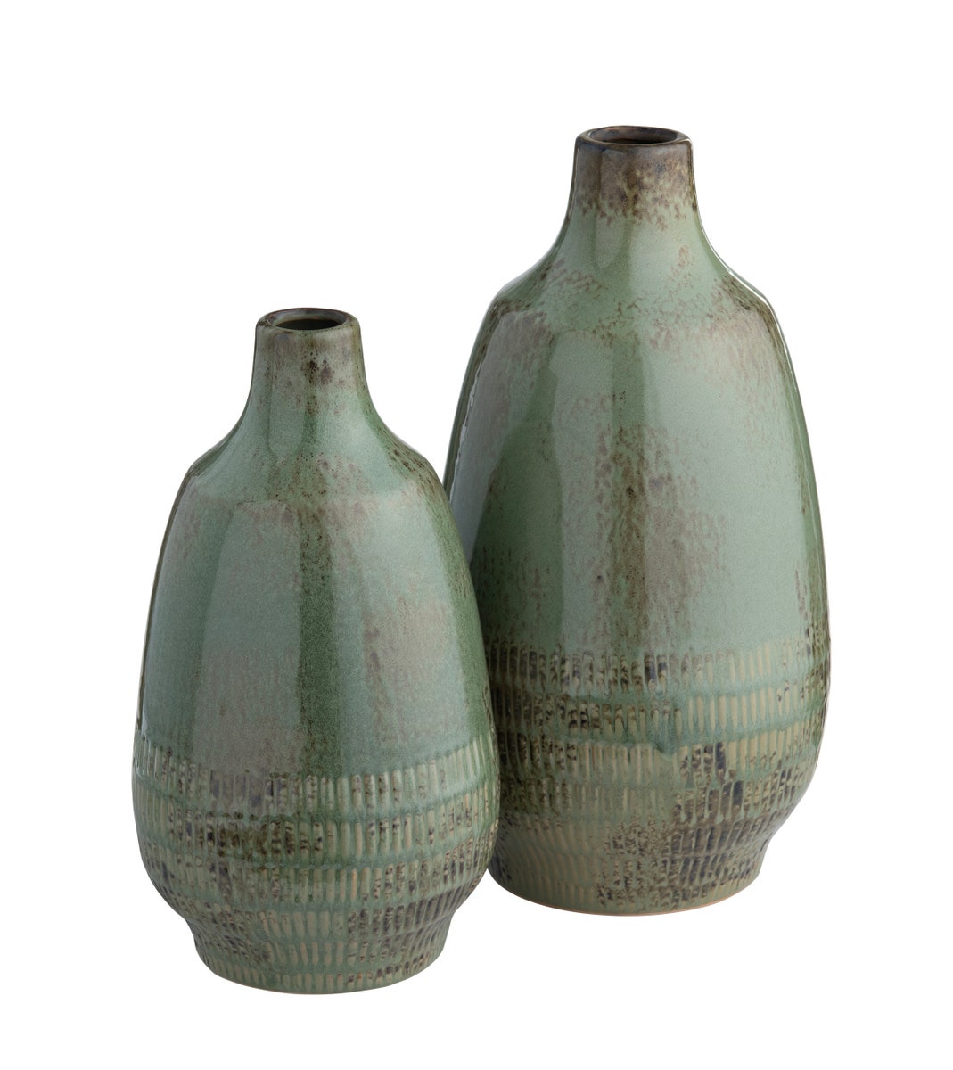 Crestview CVVZSA031A Ceramic Arden Vases, Sage Green - 2 Piece