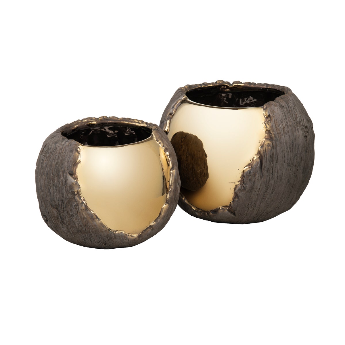 Picture of Crestview CVVSA1141 Glazed Ceramic Containers, Bronze & Gold - 2 Piece