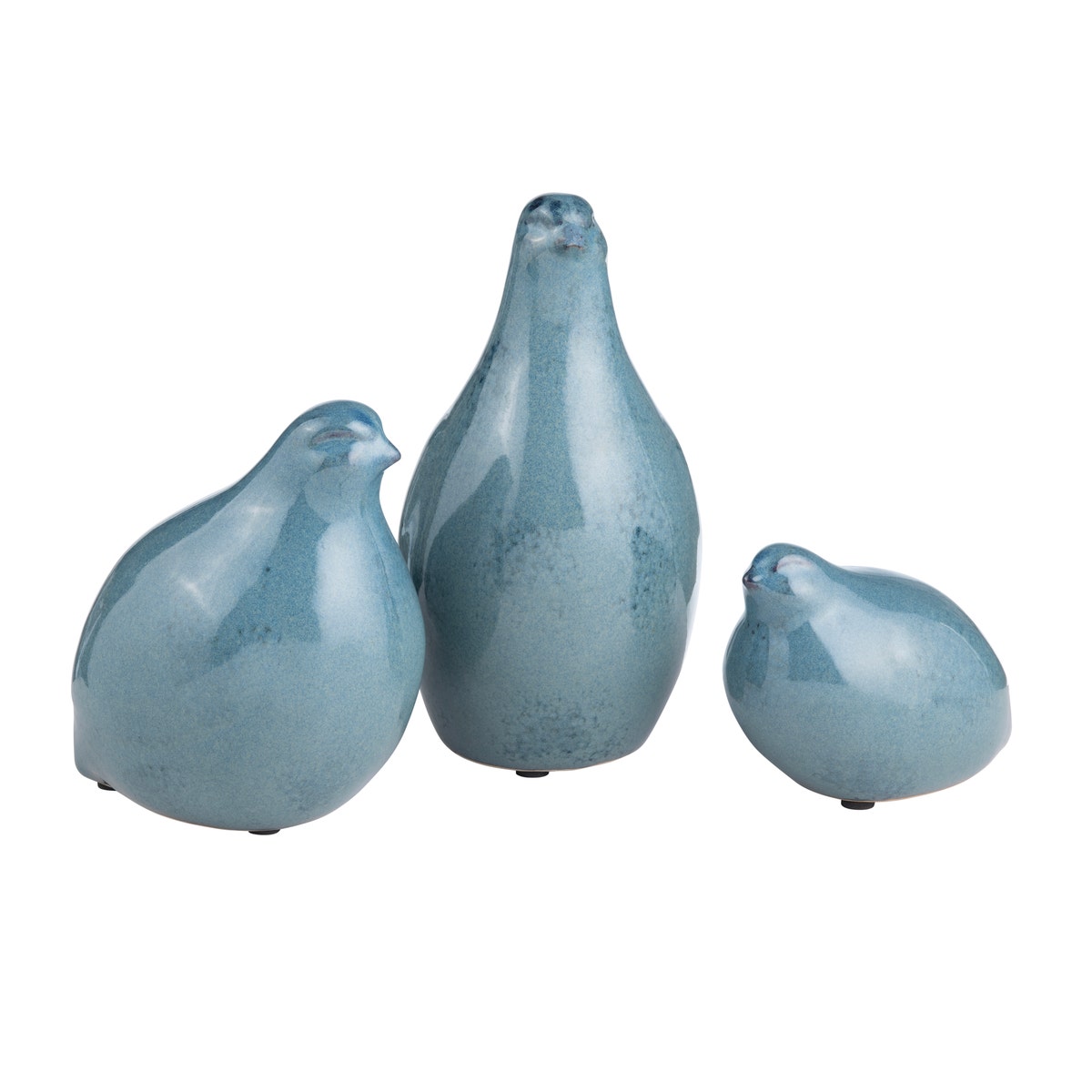 Crestview CVDZEP035B Ceramic Partridge Statues, Blue - 3 Piece