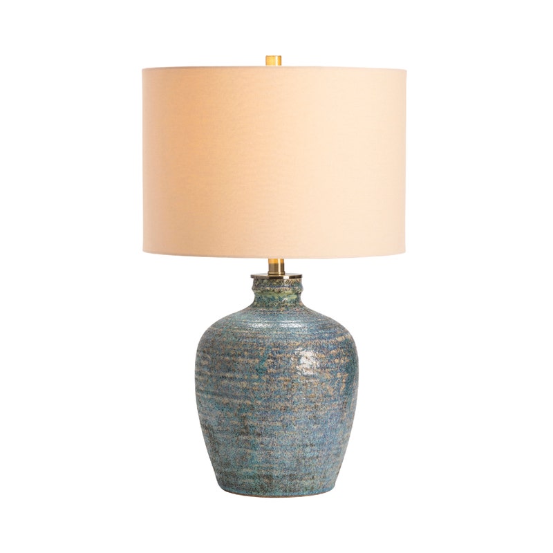 Crestview CVAZP049A 26.5 in. Blaze Earthenware Table Lamp, Blue