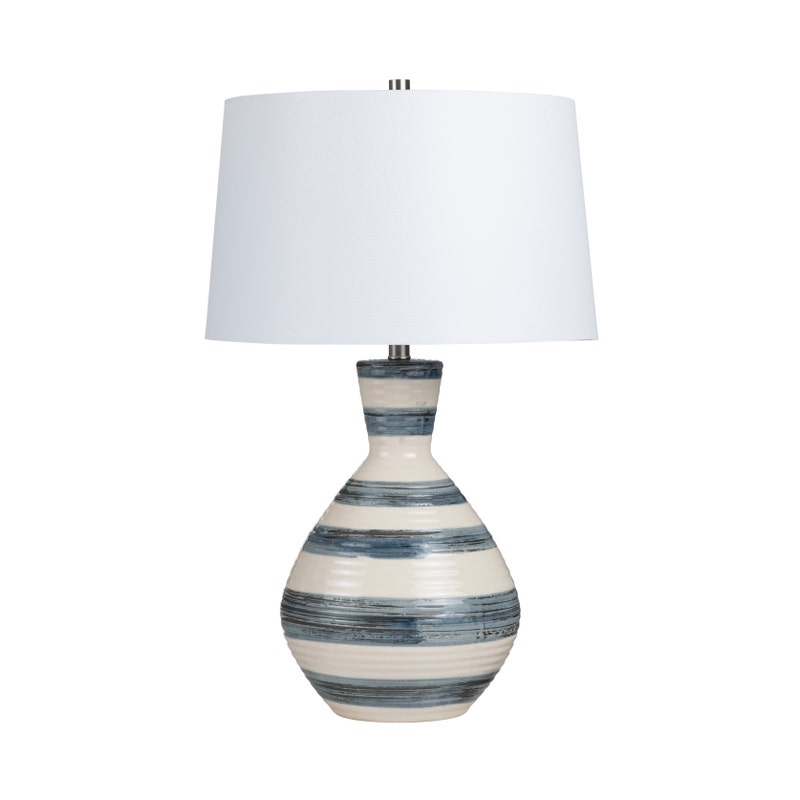 Crestview CVAP3141 Striped Ceramic Table Lamp with Tapered Shade