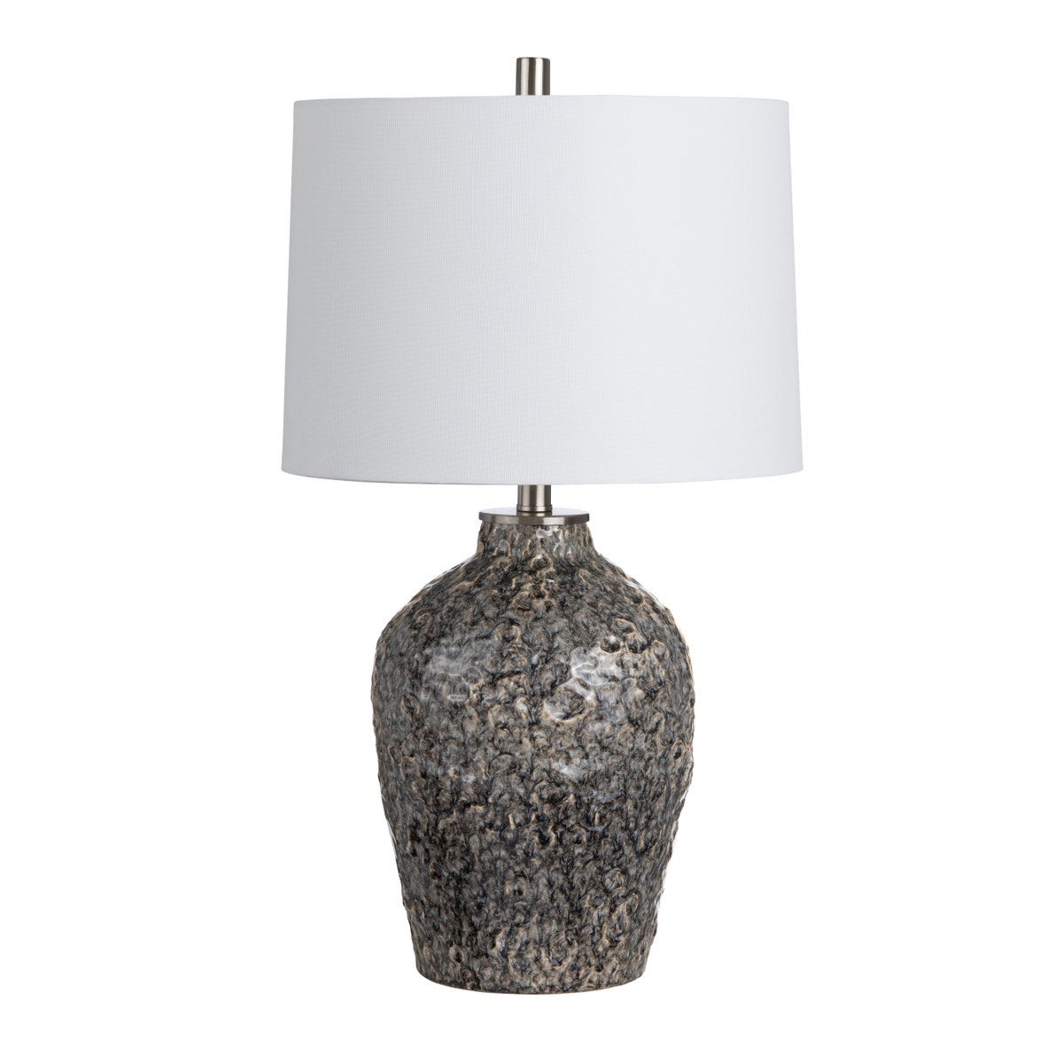 Crestview CVAP3283 27.5 in. Textured Ceramic Table Lamp with White Linen Shade - Blue & Grey