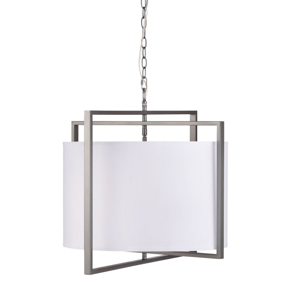 Crestview CVPDA120B Fields 5 Light Drum Chandelier, Silver & Gunmetal