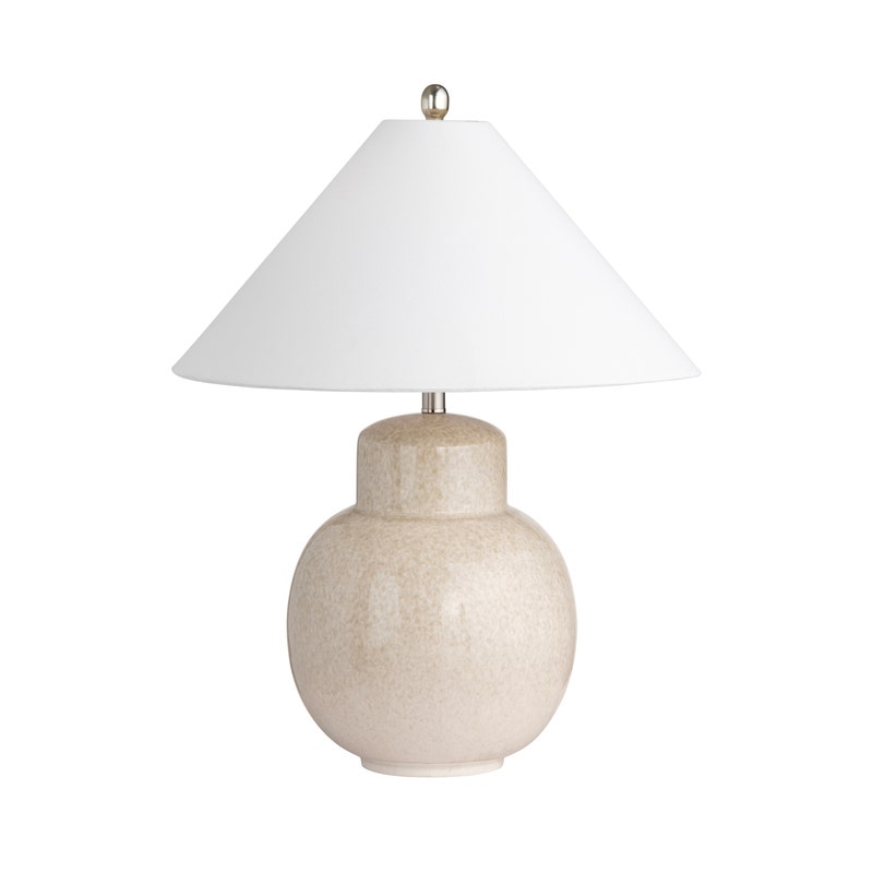 Crestview CVAP2978 28 in. Ceramic Table Lamp with Linen Shade, Tan