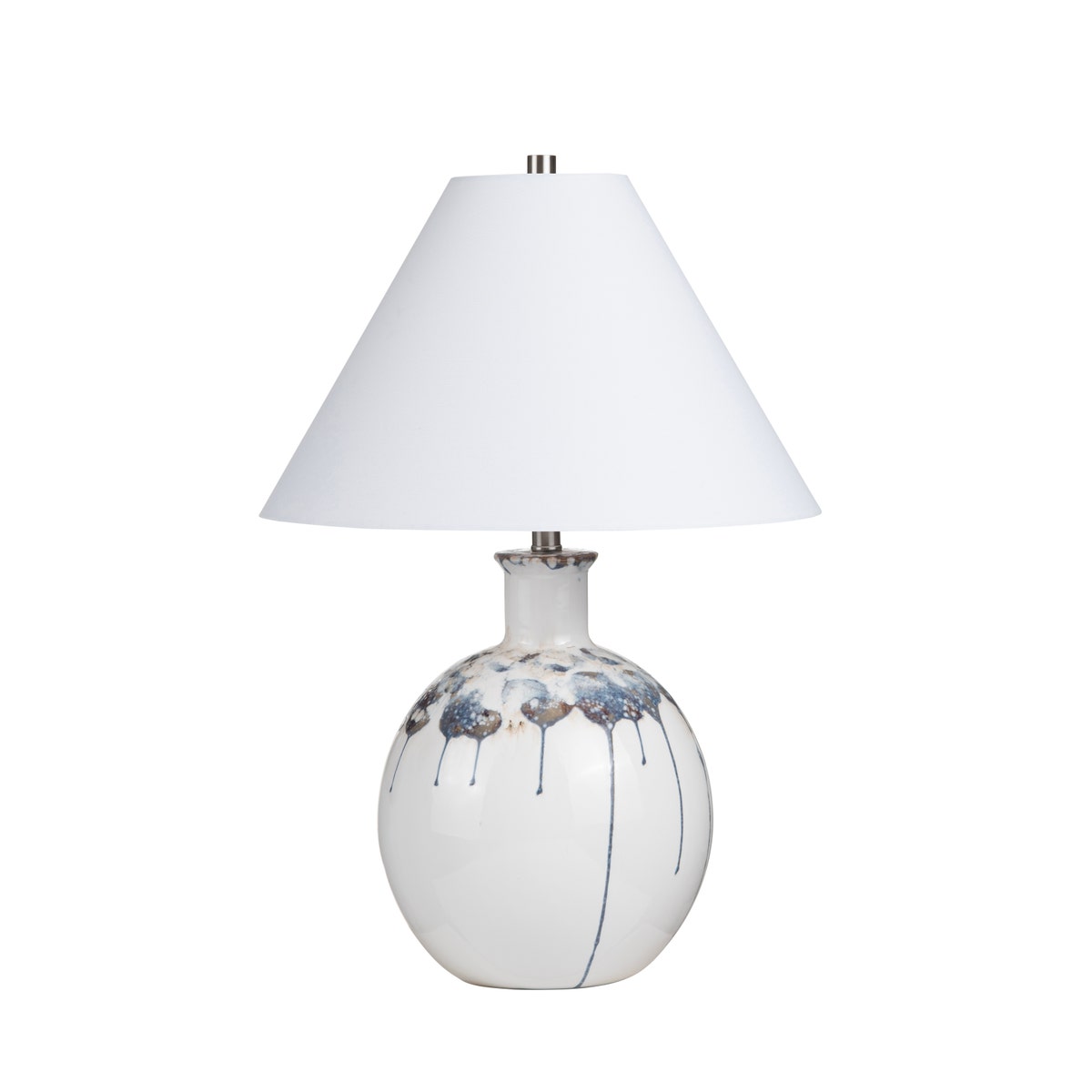 Crestview CVAP3137 Dripped Glaze Ceramic Table Lamp with Shade, Blue & White