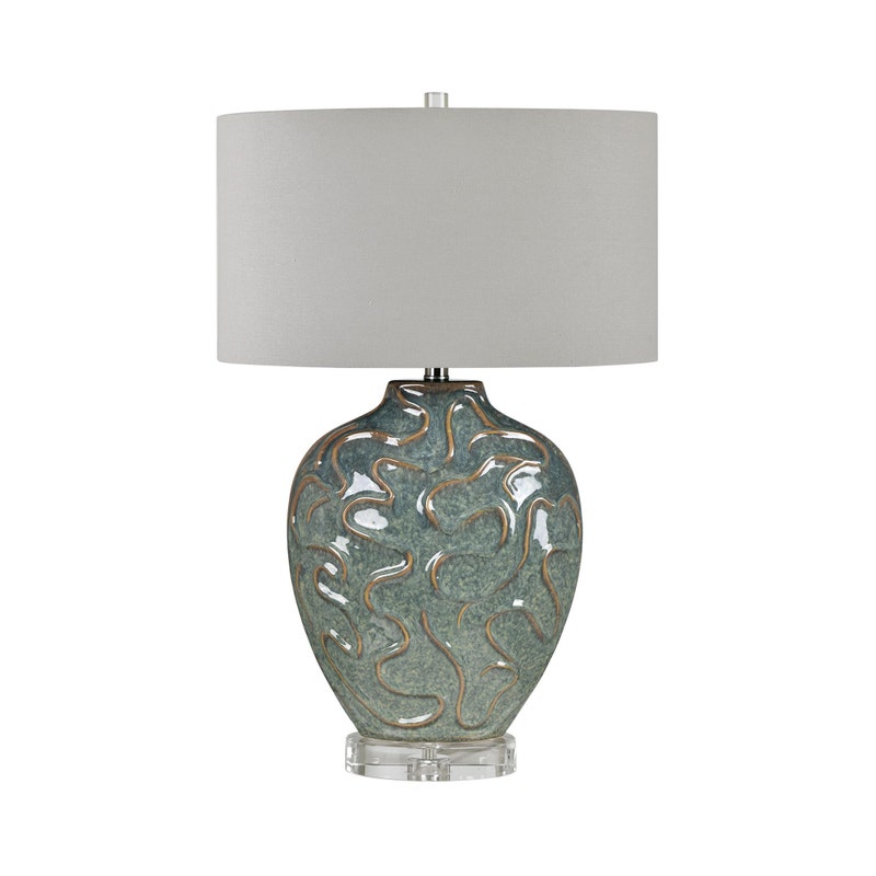 Crestview CVAP3139 Bolter Glazed Ceramic Table Lamp with Shade