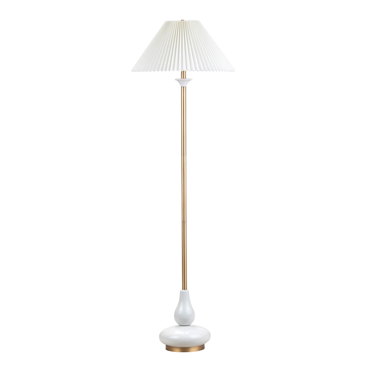 Crestview CVAZP099 63 in. Ceramic Floor Lamp with Shade, White & Gold