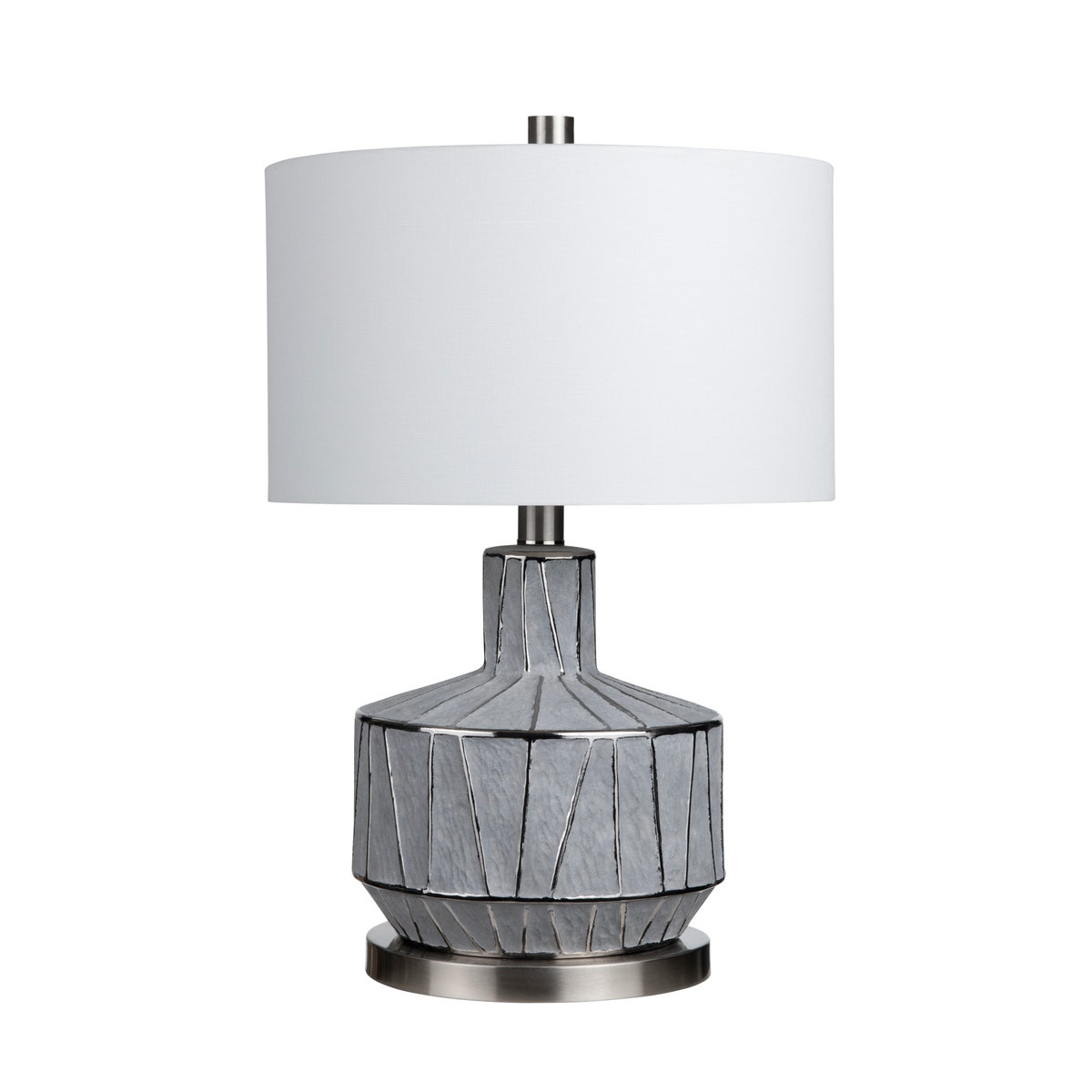 Crestview CVAP3123 27.25 in. Ceramic Table Lamp with White Shade, Grey