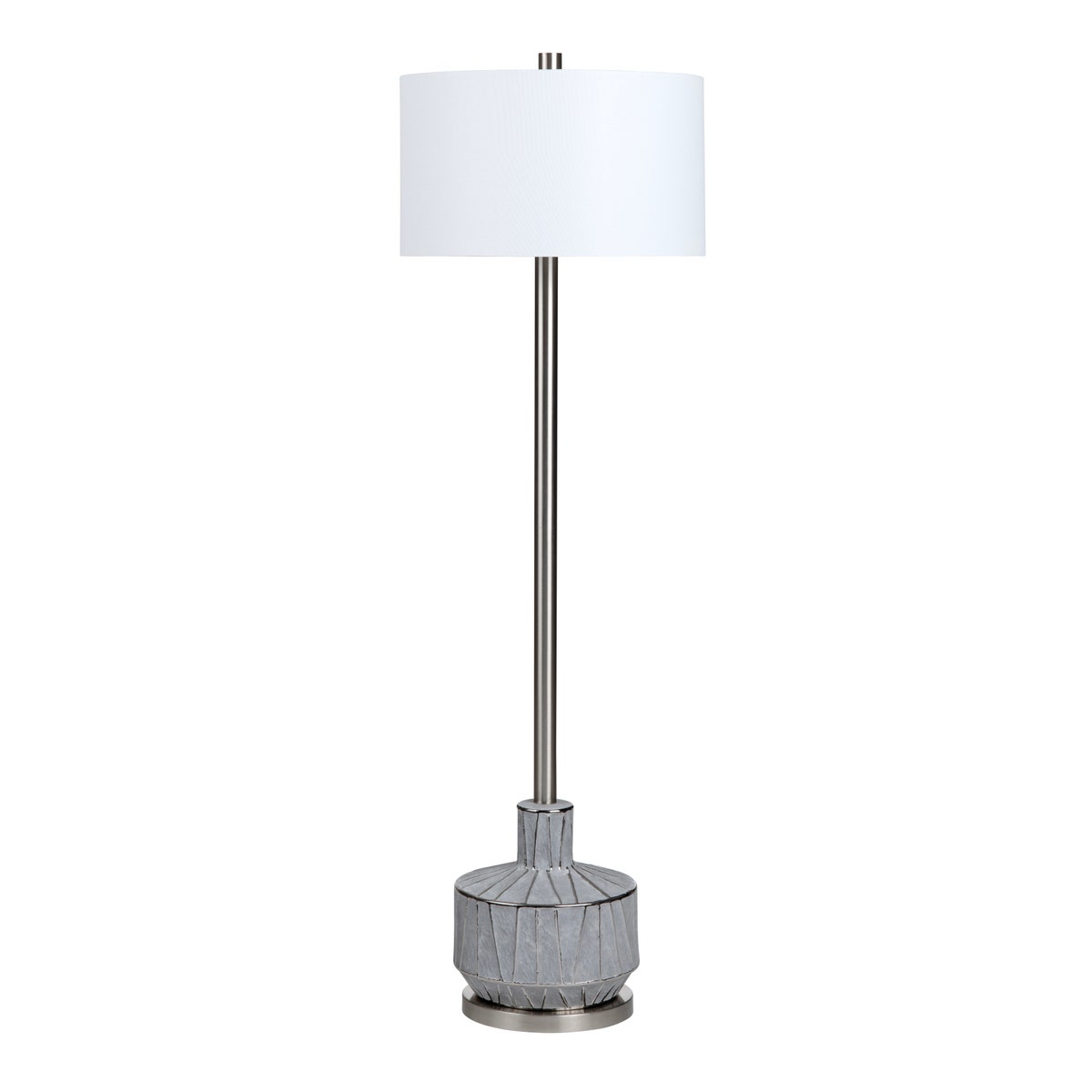 Crestview CVAP3124 61 in. Ceramic Floor Lamp with White Shade, Grey