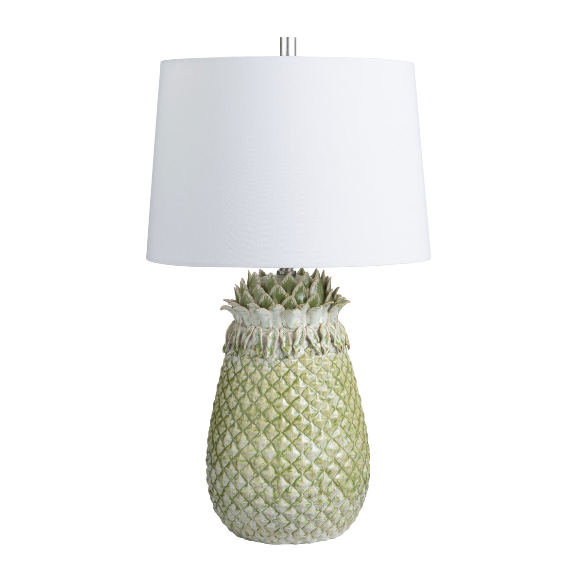 Crestview CVAP3237 St. Simon Glazed Ceramic Pineapple Shaped Table Lamp with Shade, Green