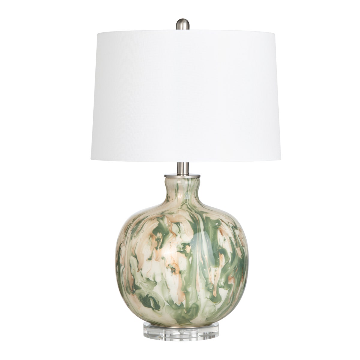 Crestview CVABS2189 26.75 in. Waverly Table Lamp, Green, Cream