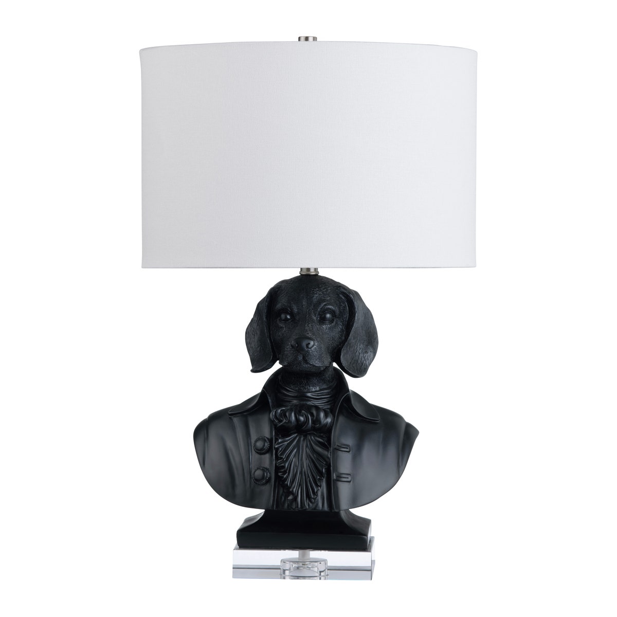 Crestview CVAZVP131BLK Resin Dog Bust Table Lamp with Shade, Matte Black