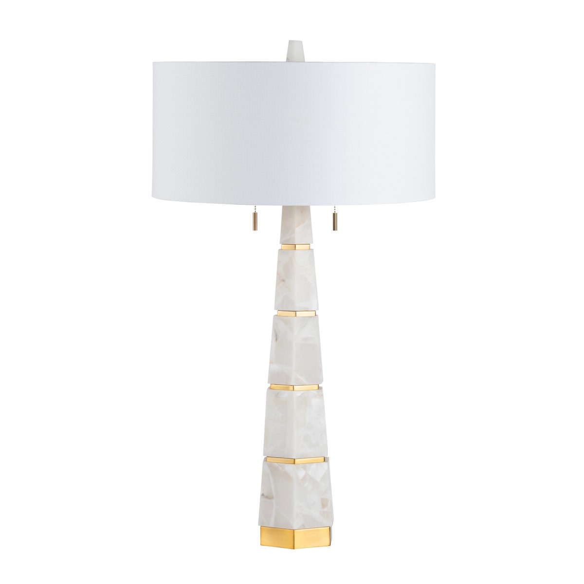 Crestview CVAMB0113 35.75 in. Alabaster Table Lamp with Led Nightlight & Shade, White