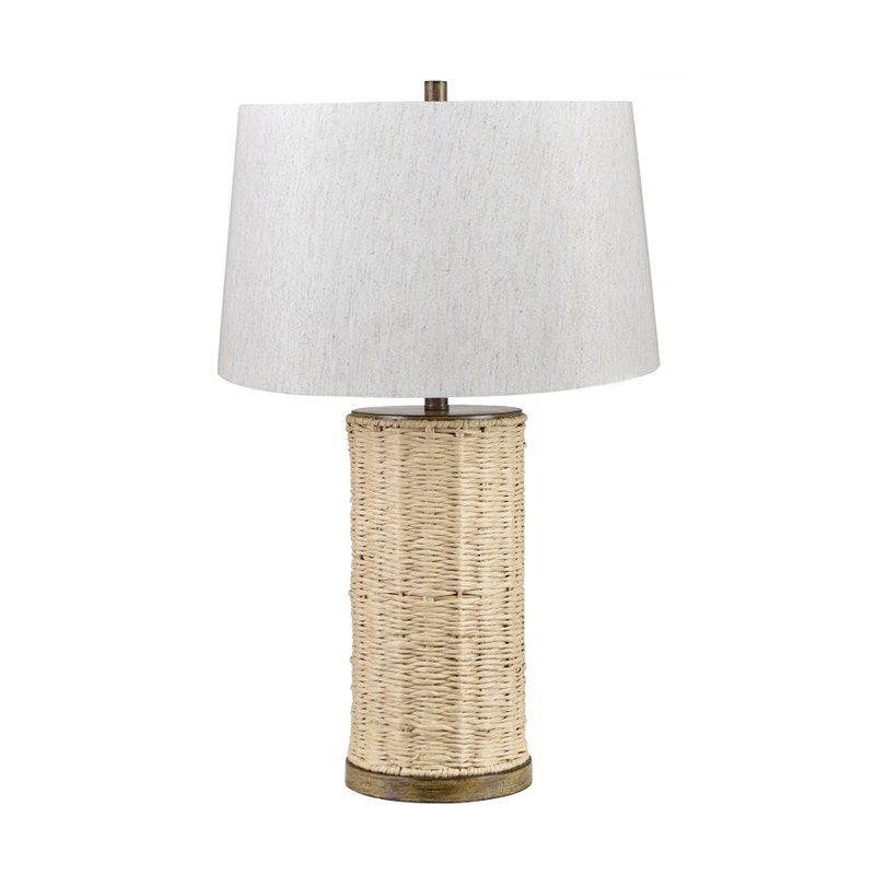 Crestview CVNAM788 29.5 in. White Washed Grass Rope Table Lamp with Oat Shade & Brown Metal Base