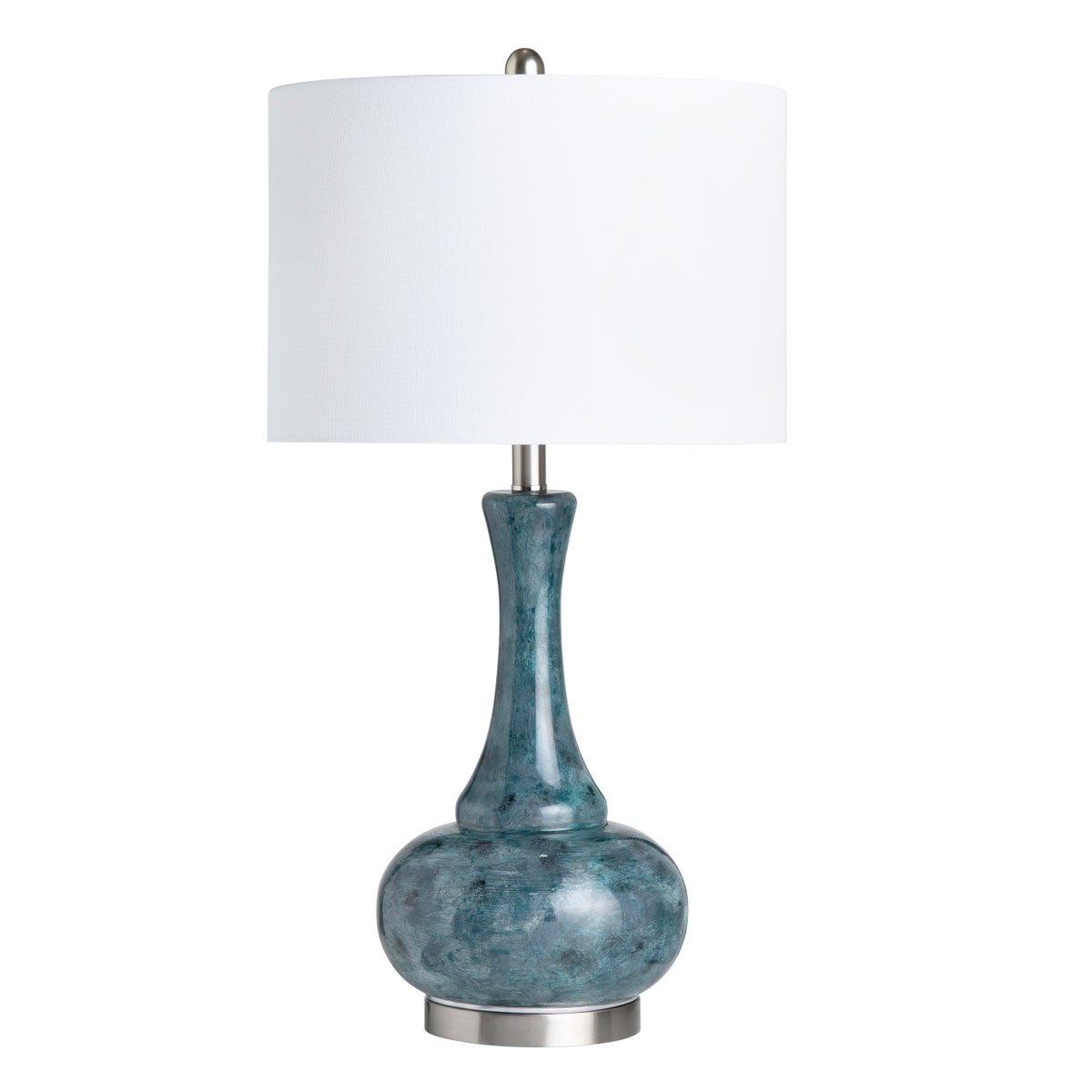 Crestview CVABS2289 28.75 in. Teal Glass Table Lamp with white Shade, Green - Pack of 2