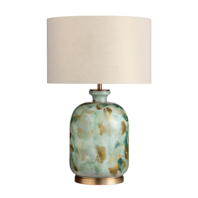 Crestview CVAZBS121 29 in. Glass Table Lamp with Linen Shade