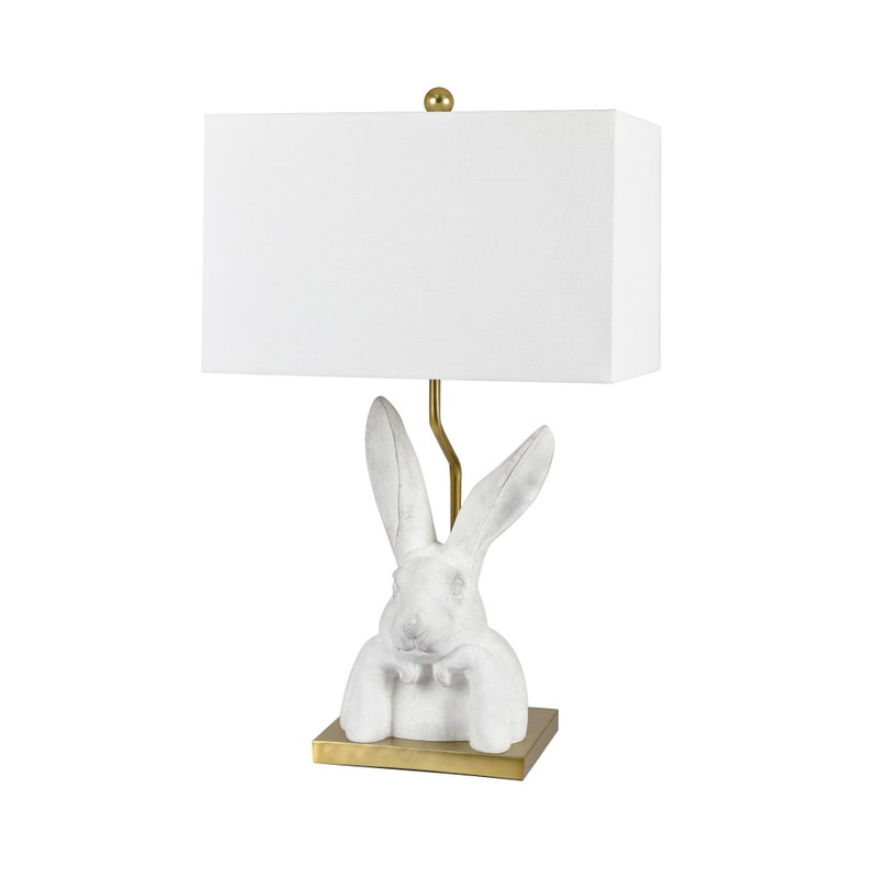 Crestview CVAZVP123 Chalk White Resin bunny bust Table Lamp with Shade - Pack of 2
