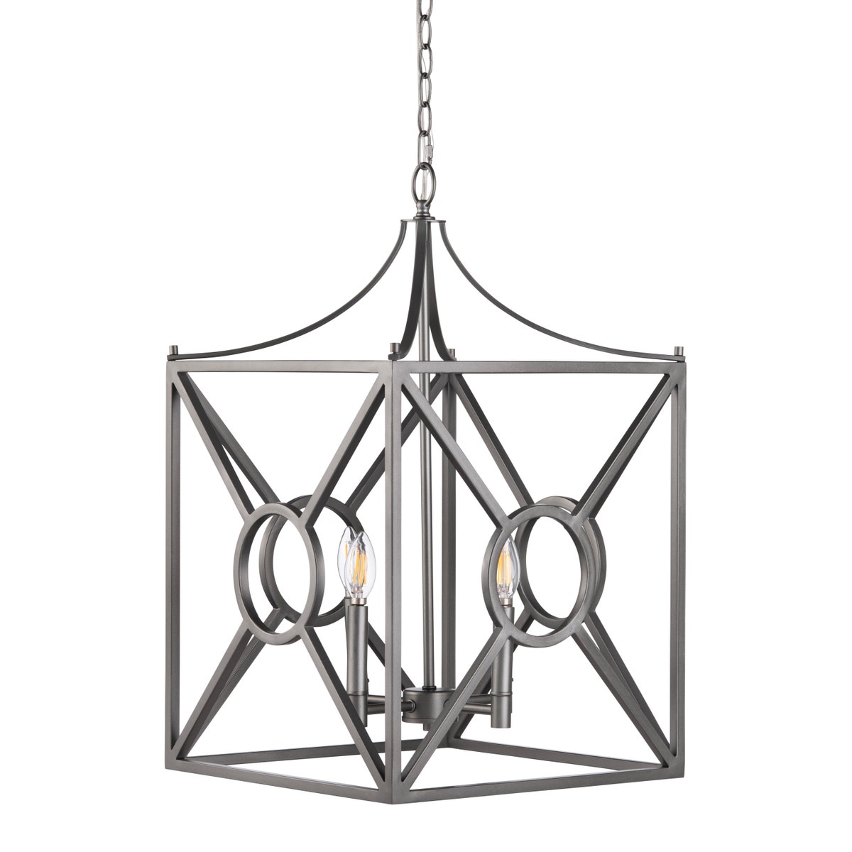 Crestview CVPDA121B Fisk 4 Light Square Lantern, Silver & Gunmetal