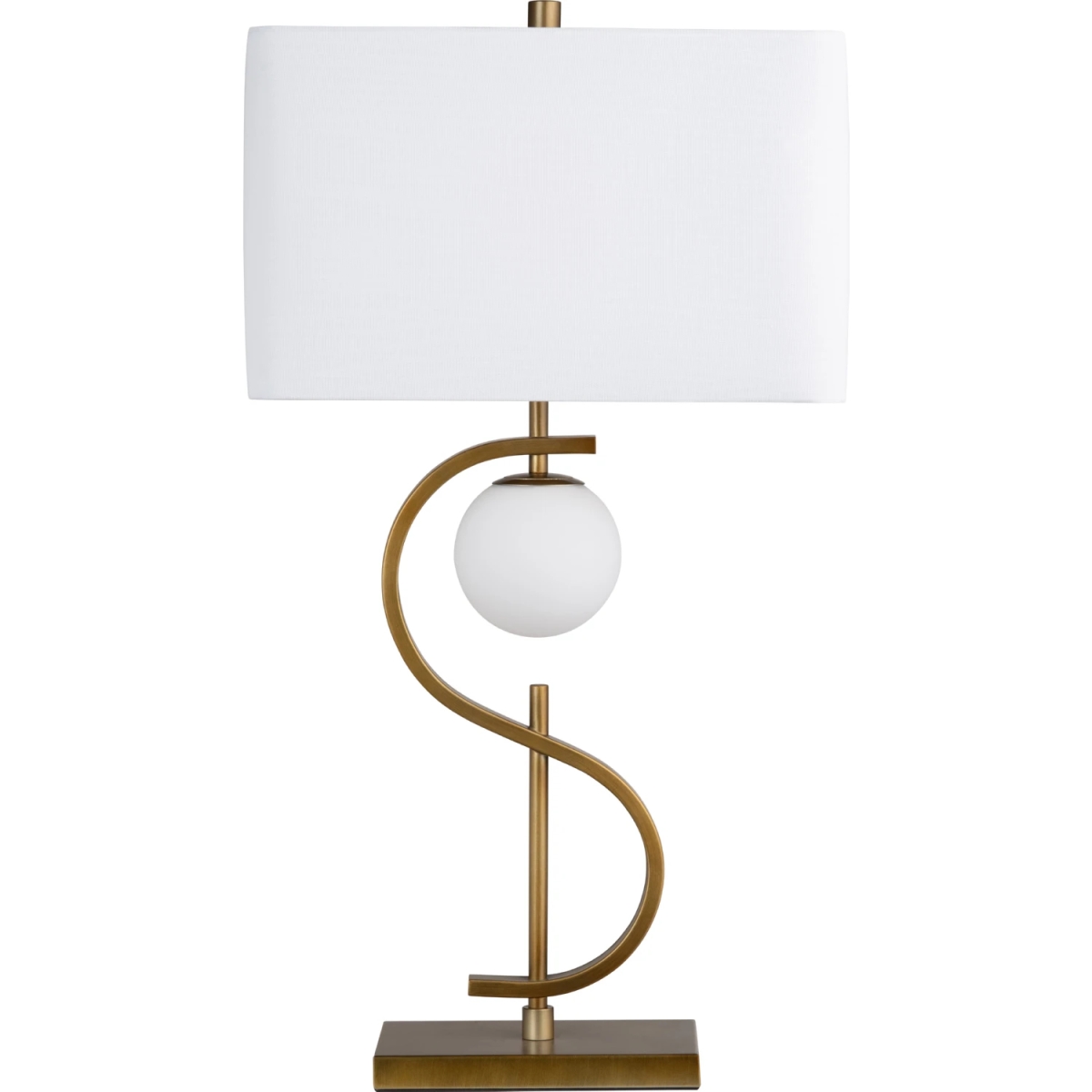 Crestview CVAER2146 32 in. Streeter Table Lamp with Nightlight in Gold & White Linen