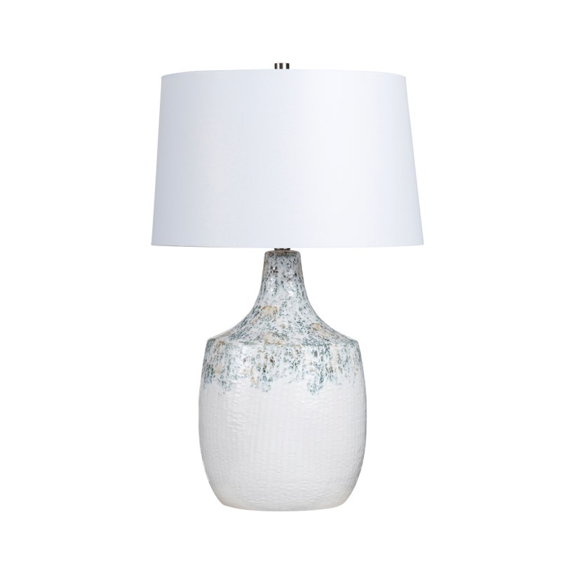 Crestview CVAP3143 28.75 in. Ceramic Table Lamp with Linen Shade - Blue & White