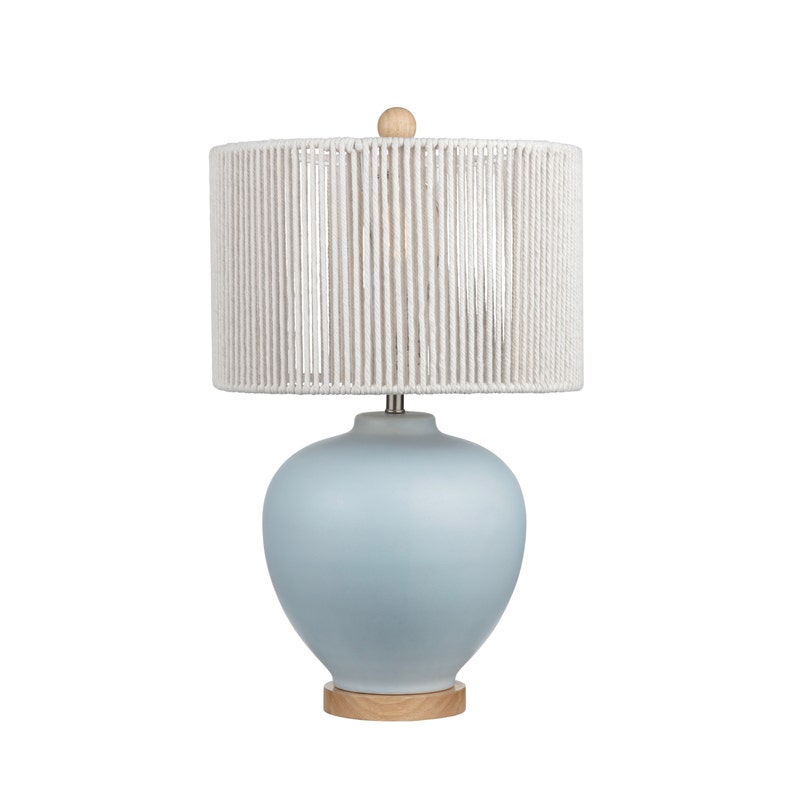 Crestview CVAZP114 25.25 in. Light Blue Ceramic Table Lamp with Cotton Shade, Blue & Natural