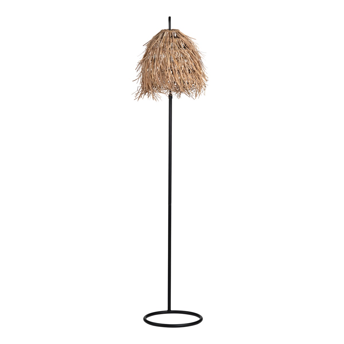 Crestview CVAZER178C 70.75 in. Black Laquered Metal Floor Lamp with Raffia Shade