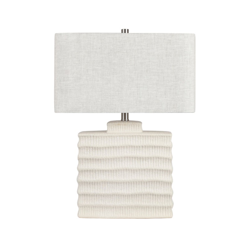 Crestview CVAZP144 Cream Ceramic Table Lamp with Linen Rectangle Shade - Set of 2