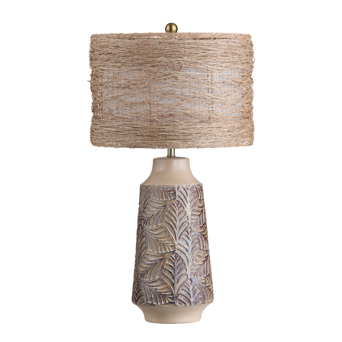 Crestview CVAZP115 Ceramic & Rattan Table Lamp, Beige & Brown - Pack of 2