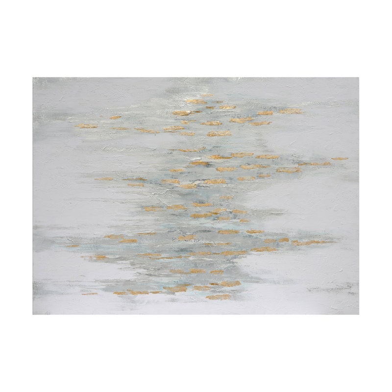 Crestview CVTOP3473 Framed Hand Painted Canvas Abstract Wall Art, Green & Gold