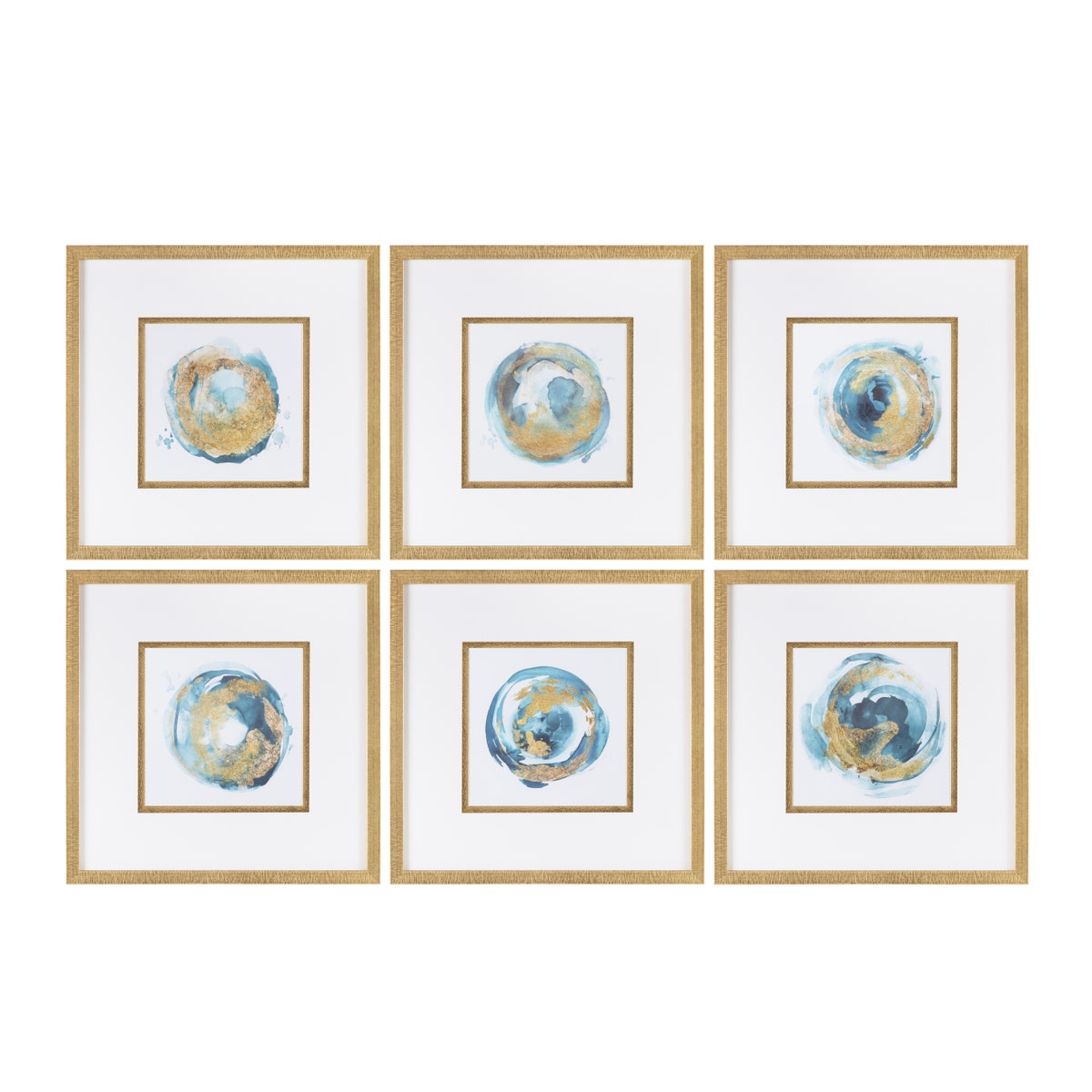 Crestview CVTOP3307 Carver Prints Wall Art, Blue & Gold