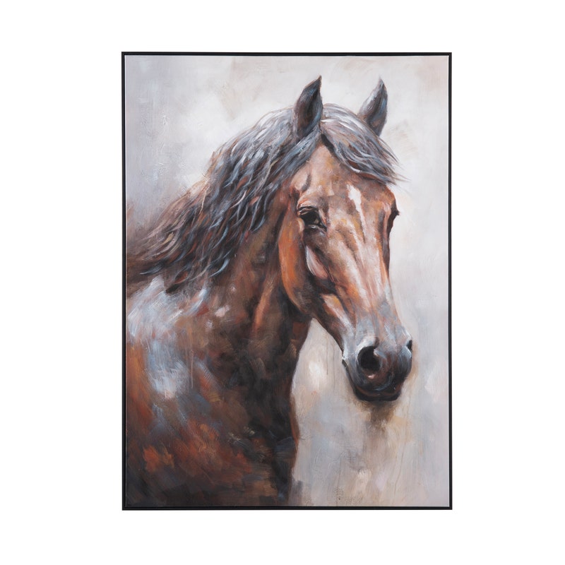 Crestview CVTOP3400 Equestrian Stakes Canvas Art, Brown & Grey
