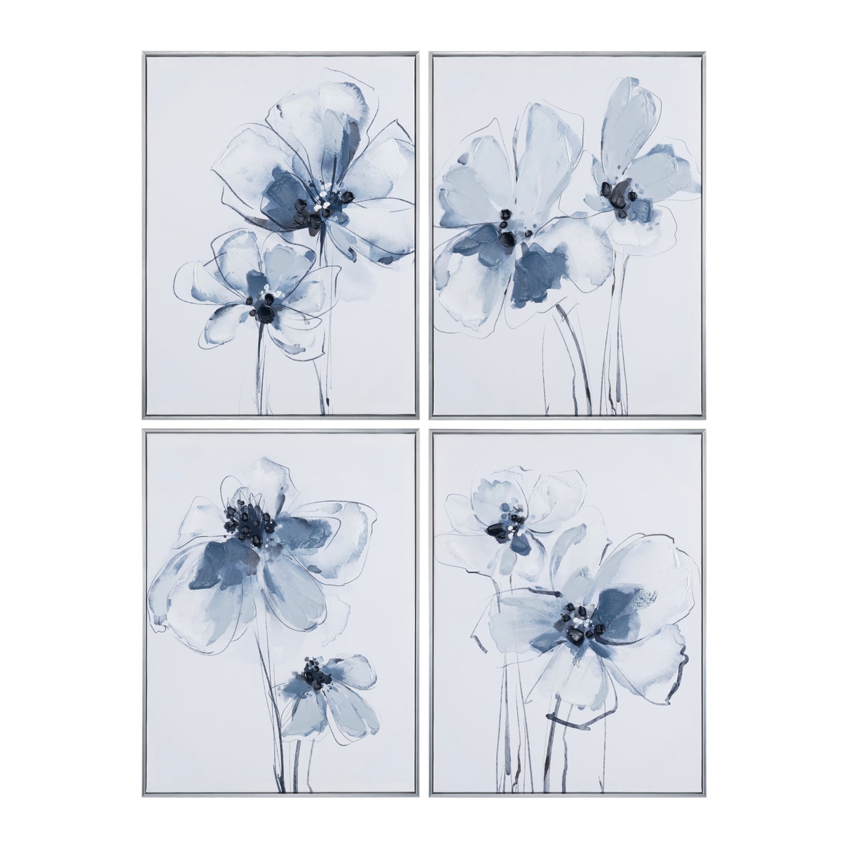 Crestview CVTOP3424 Sultry Florals Canvas Wall Art, Blue & White