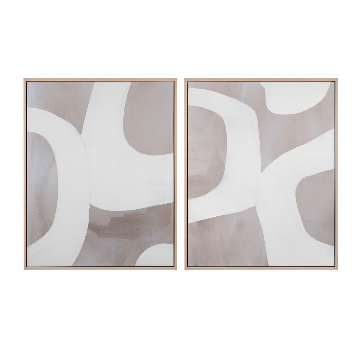 Crestview CVTOP3356 Caldwell Canvas Wall Art, Natural & White