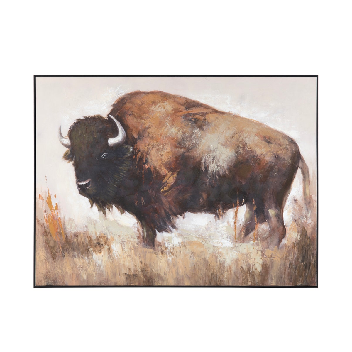 Crestview CVTOP3404 Bolting Bison Canvas Wall Art, Brown & Tan